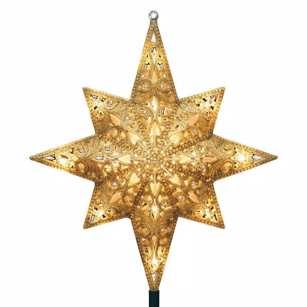 General Electric Holiday Classics 11 in. Gold Glittered Bethlehem Star Tree Topper with 16 Lights