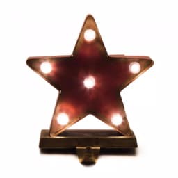 Glitzhome 8.48 in. Marquee LED Star Christmas Stocking Holder - Red Steel Decor thumbnail 2