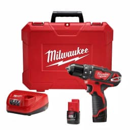 Milwaukee M12 12V Lithium-Ion Cordless 3/8 in. Hammer Drill/Driver Kit with Two 1.5 Ah Batteries and Hard Case thumbnail 1
