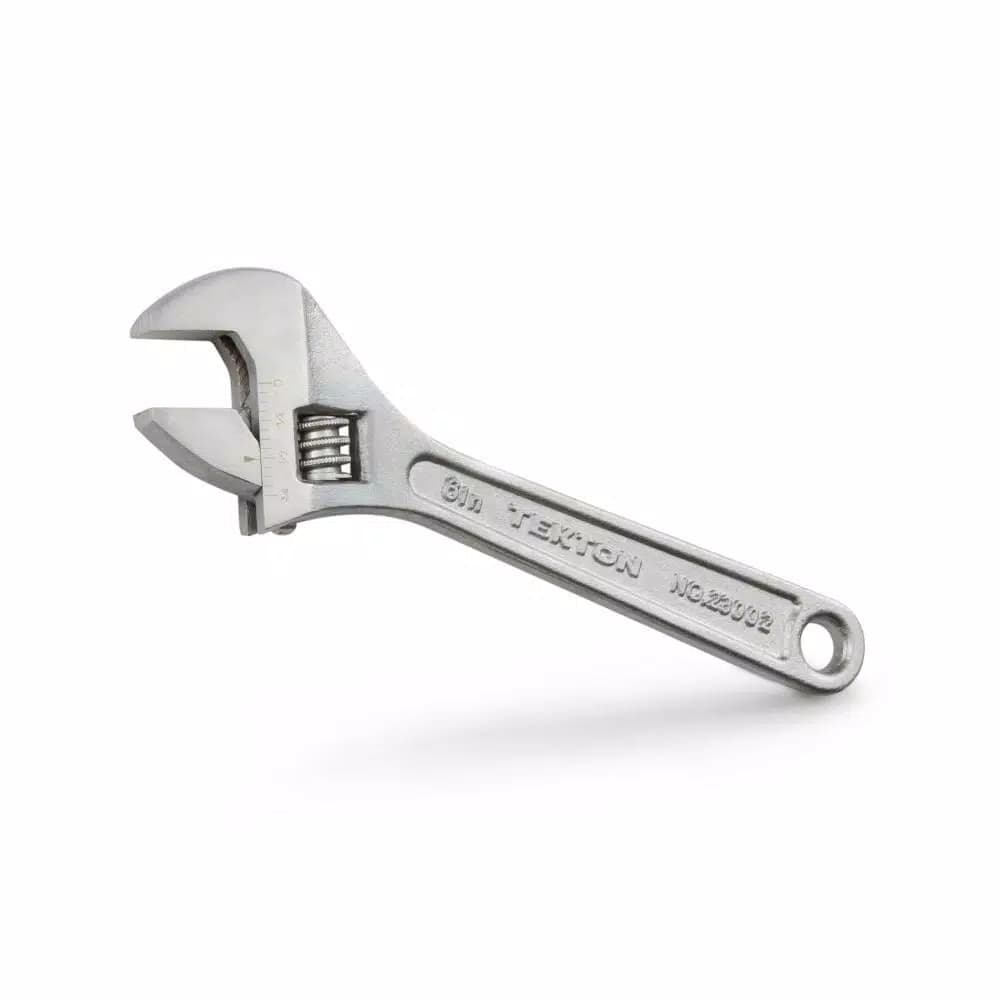 TEKTON 6 in. Adjustable Wrench, Carbon Steel with Satin Chrome Finish