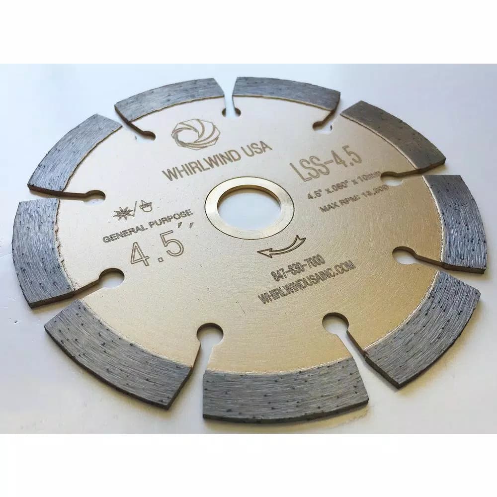 Whirlwind USA 4.5 in. Segmented Diamond Blade for Concrete, Brick, and Stone