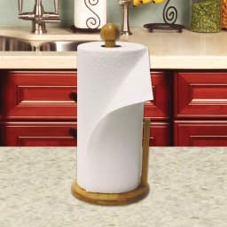Home Basics Bamboo Paper Towel Holder - Natural Honey Finish Vertical Stand thumbnail 3