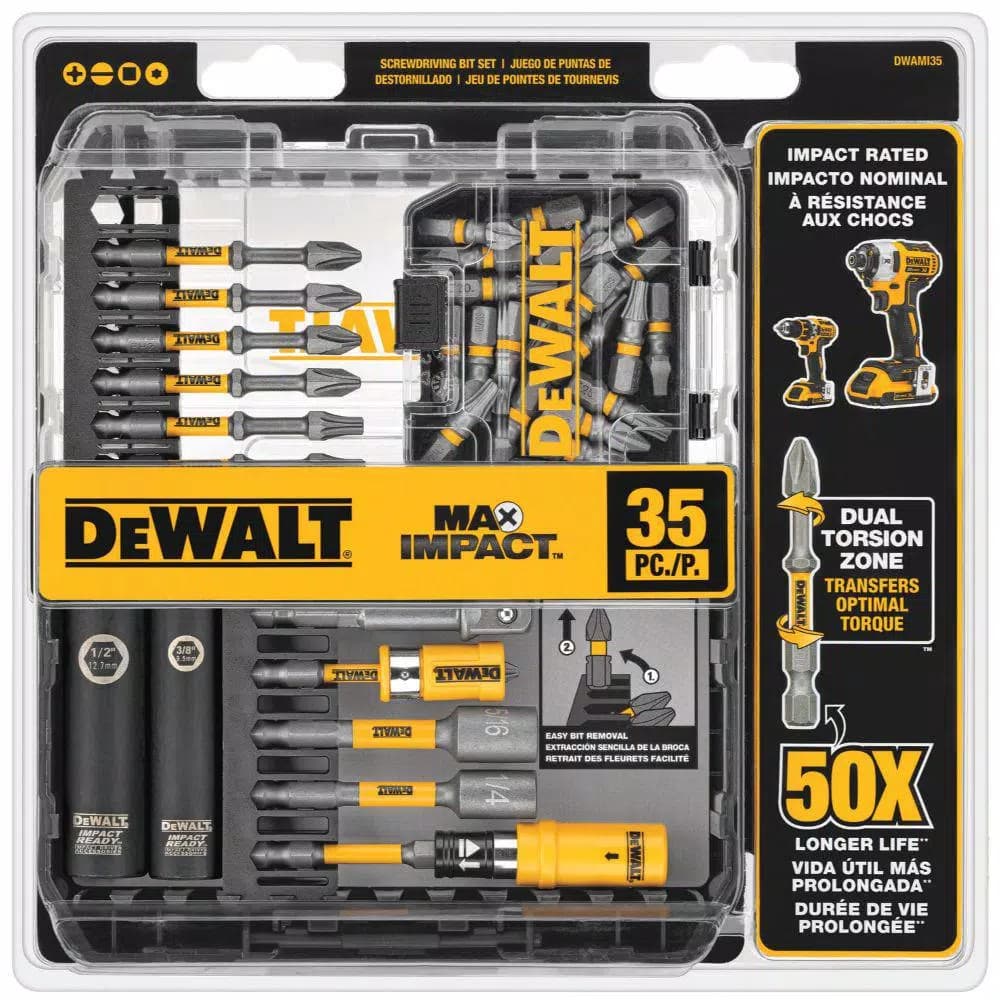 DEWALT MAX Impact 35-Piece Screwdriver Bit Set, Impact Rated Hex Shank