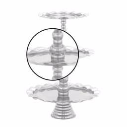 LITTON LANE 24 in. Polished Silver Aluminum 3-Tier Wavy-Ribbon-Rimmed Round Tray Stand thumbnail 3