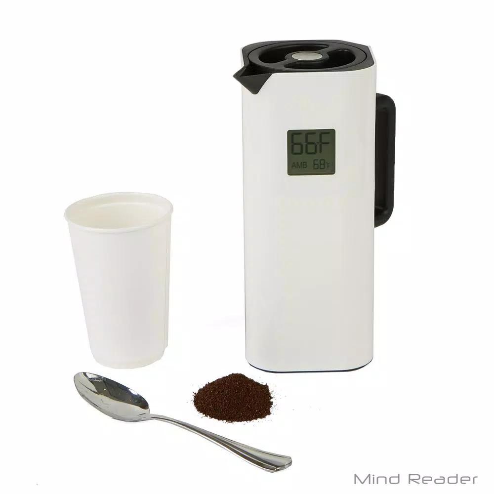 Mind Reader White 4-Cup Double Wall Thermal Coffee Carafe with Digital Temperature Display