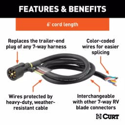 CURT 6' Replacement 7-Way RV Blade Harness - Trailer Side Connector thumbnail 6