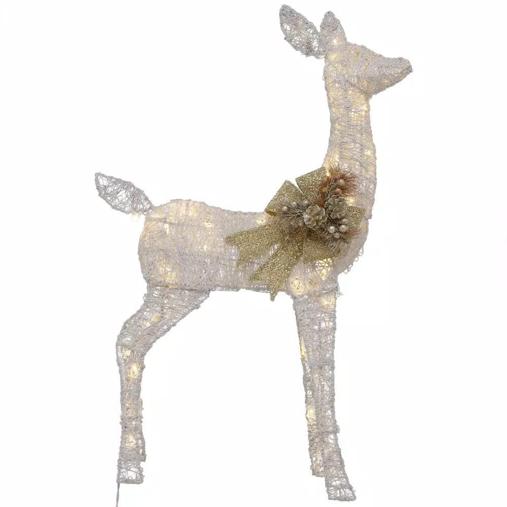 Home Accents Holiday 3 ft LED Lighted White Deer and Doe Set