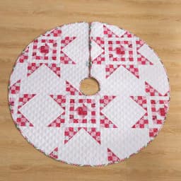 Country Living Angelina 48 in. Reversible Quilted Tree Skirt, Red and White Patchwork Star thumbnail 7