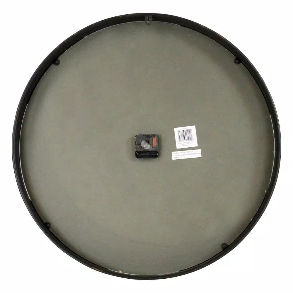 Aspire Home Accents Emmaline Distressed Brown Round Wall Clock - Oversized Romanesque Iron Frame