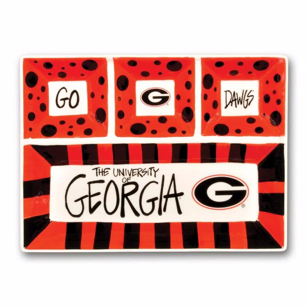 Magnolia Lane Georgia Ceramic 4-Section NCAA Collegiate Tailgating Serving Platter