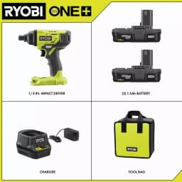 RYOBI 18V ONE+ Cordless 1/4 in. Impact Driver Kit with (2) 1.5 Ah Batteries, Charger, and Bag thumbnail 2