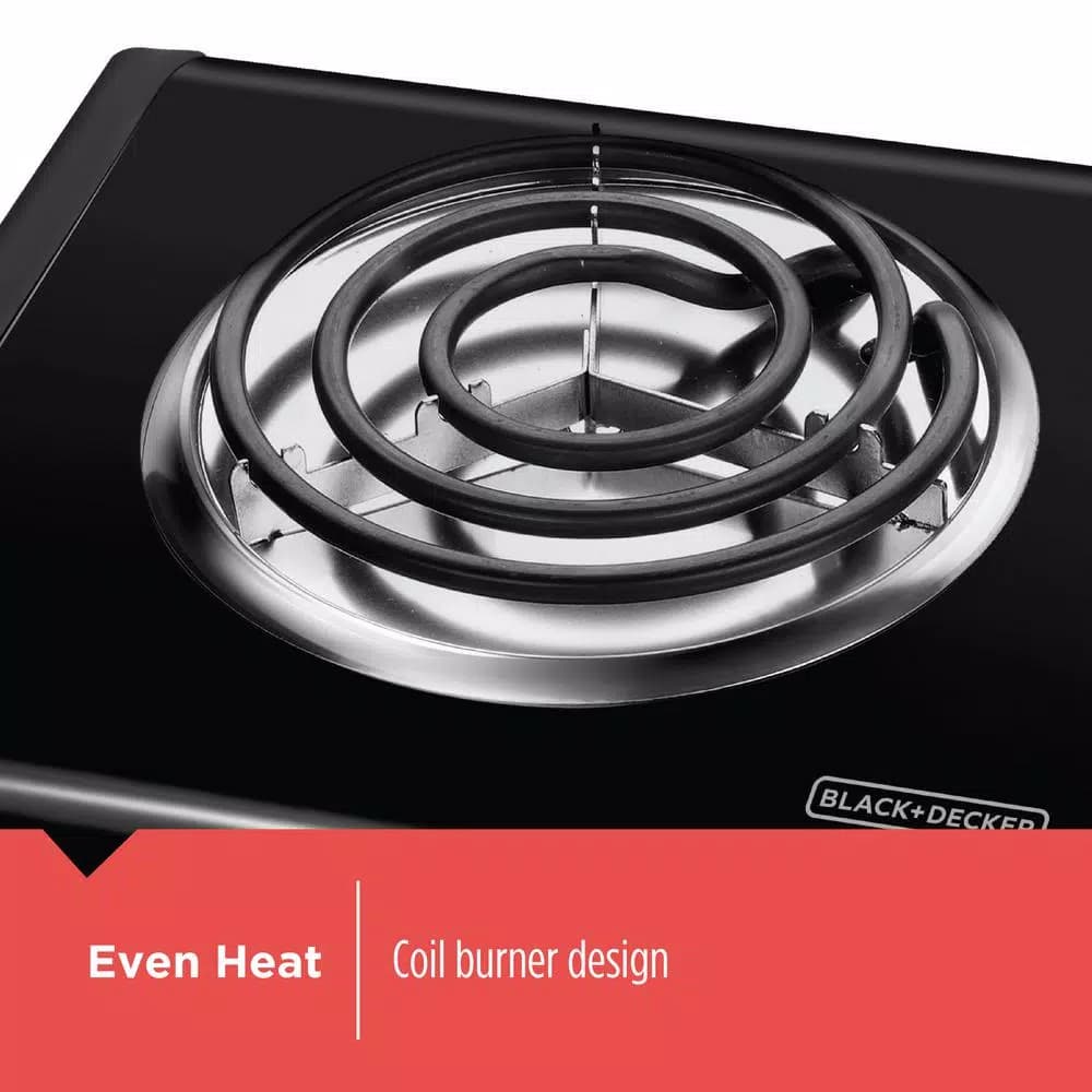 BLACK+DECKER 6 in. Single Burner Portable Hot Plate with Variable Temperature Control, Black