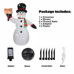 JOYDECOR 8 ft. Pre-Lit LED Snowman Christmas Inflatable with Board for Outdoor Holiday Decor thumbnail 5