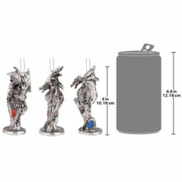Design Toscano Three Dragons of the Amesbury Holiday Gemstone Ornament Set, 3-Piece Silver Resin thumbnail 7