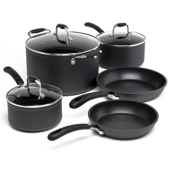 Ecolution Symphony 8-Piece Aluminum Nonstick Cookware Set with Hydrolon PFOA-Free Coating, Slate