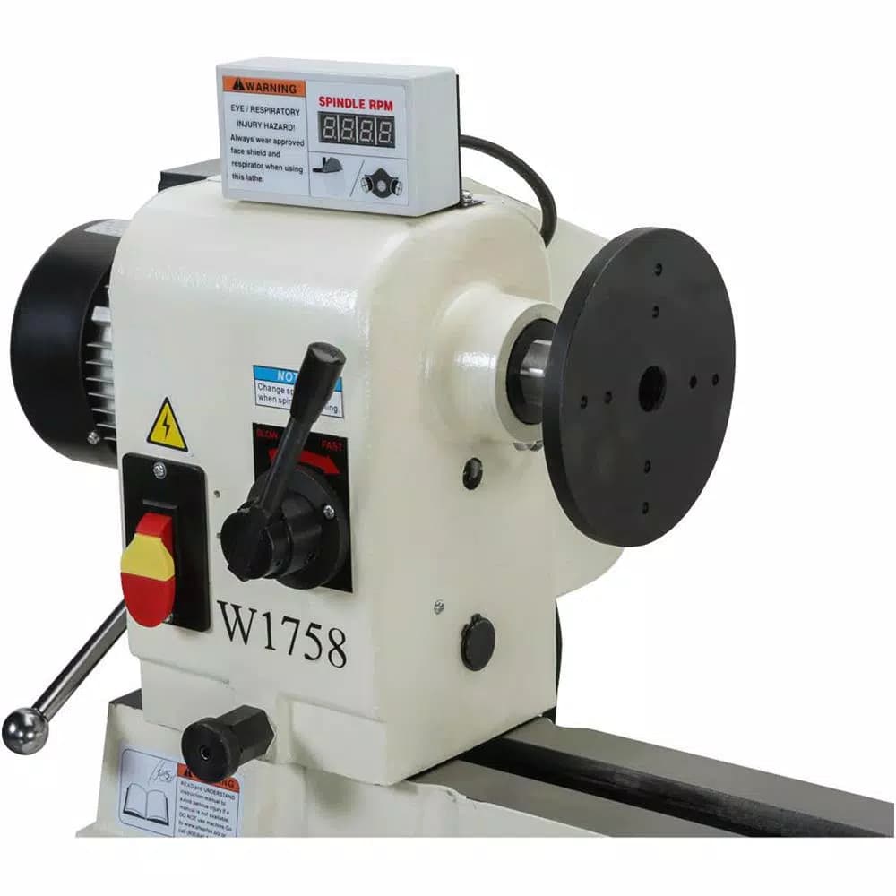 Shop Fox 16 in. x 46 in. 2 HP Wood Lathe with Stand and Digital Tachometer, 110-Volt