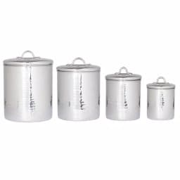 Old Dutch 4-Piece Stainless Steel Hammered Canister Set with Fresh Seal Covers thumbnail 1
