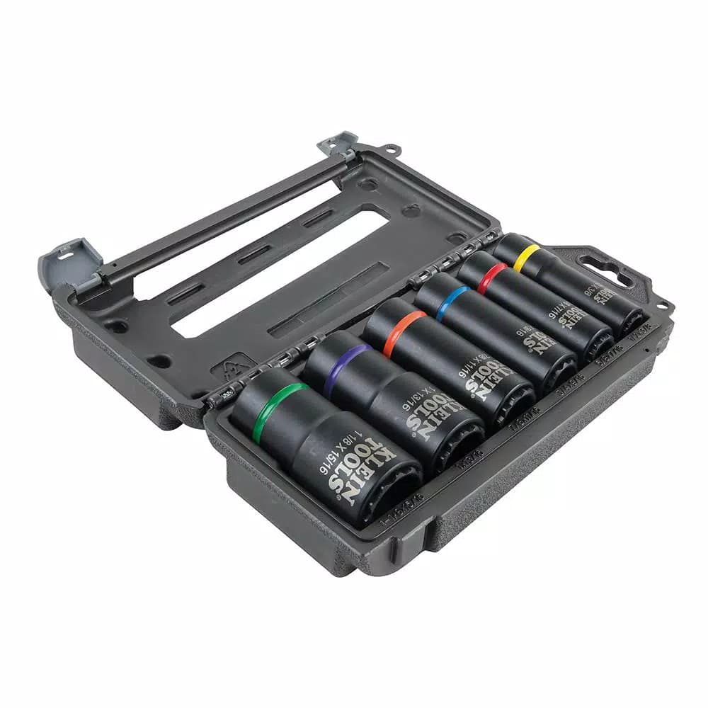 Klein Tools 6-Piece 2-in-1 Deep Impact Socket Set, 1/2 in. Drive, SAE