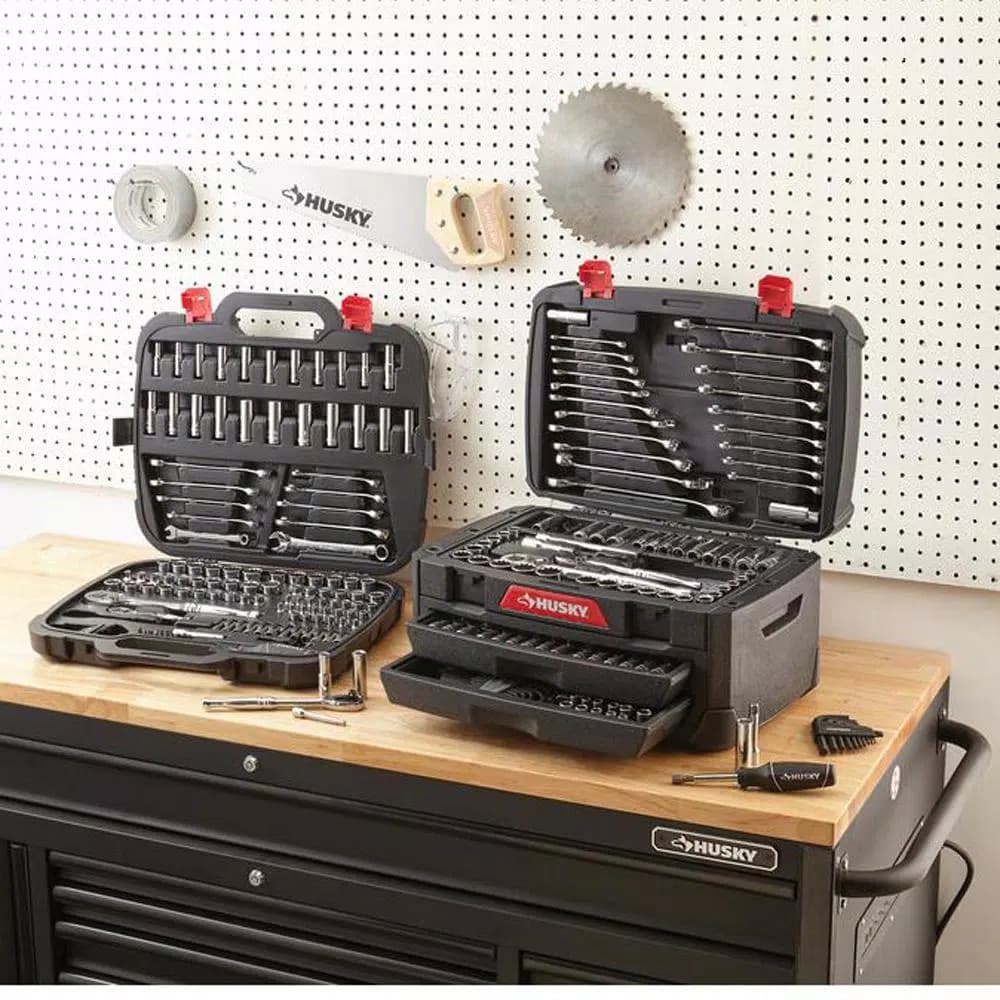 Husky 268-Piece Mechanics Tool Set with 1/4 in, 3/8 in, and 1/2 in. Drive Ratchets and Sockets