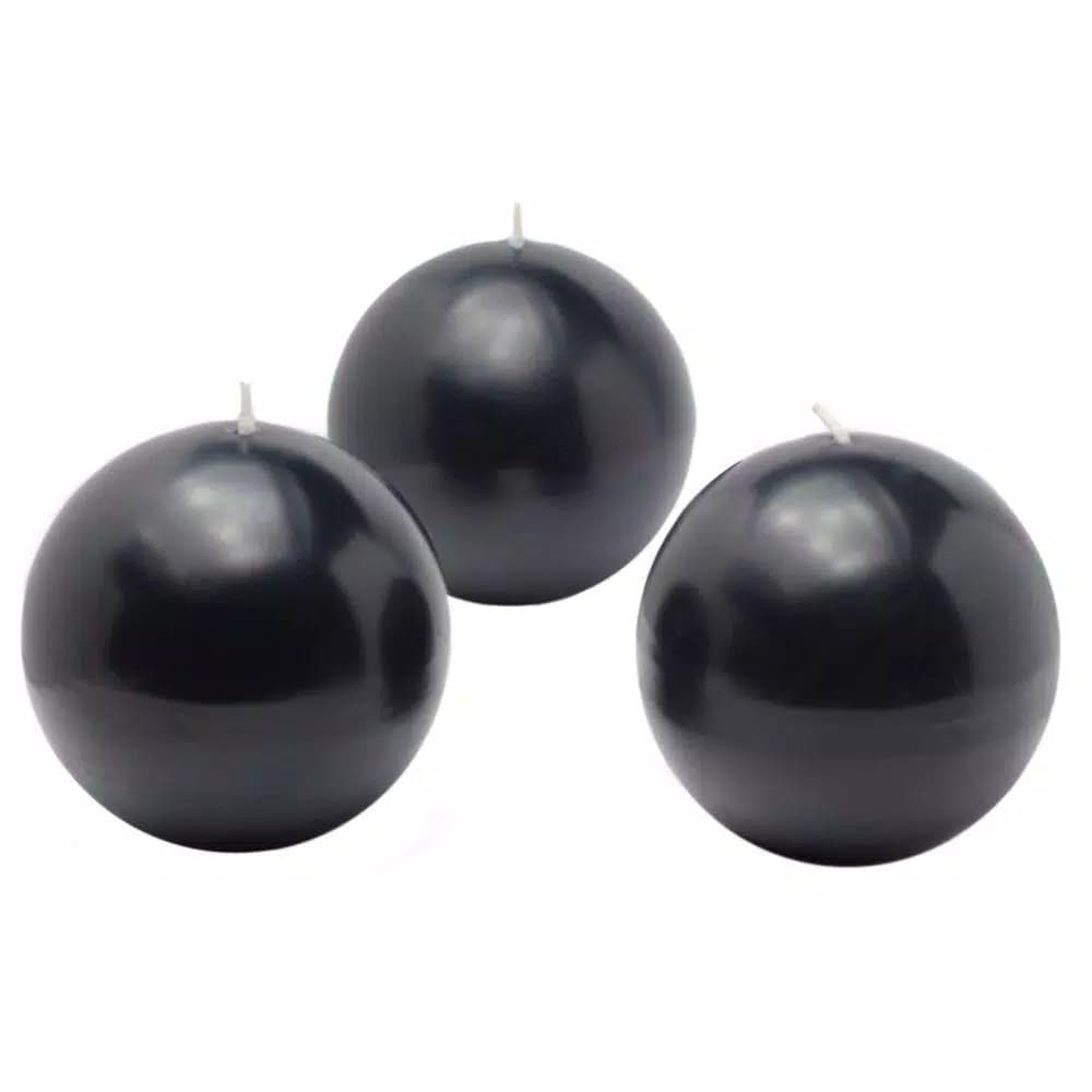 Zest Candle Biedermann and Sons 3 in. Black Ball Candles, 6-Pack