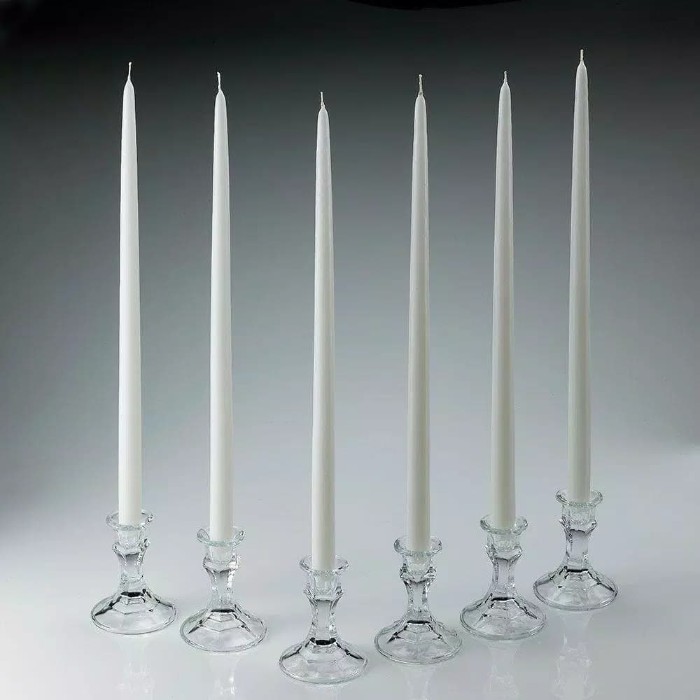 Light In The Dark Shop A Candle 18 in. White Taper Candles, Set of 12 - Dripless & Clean Burning