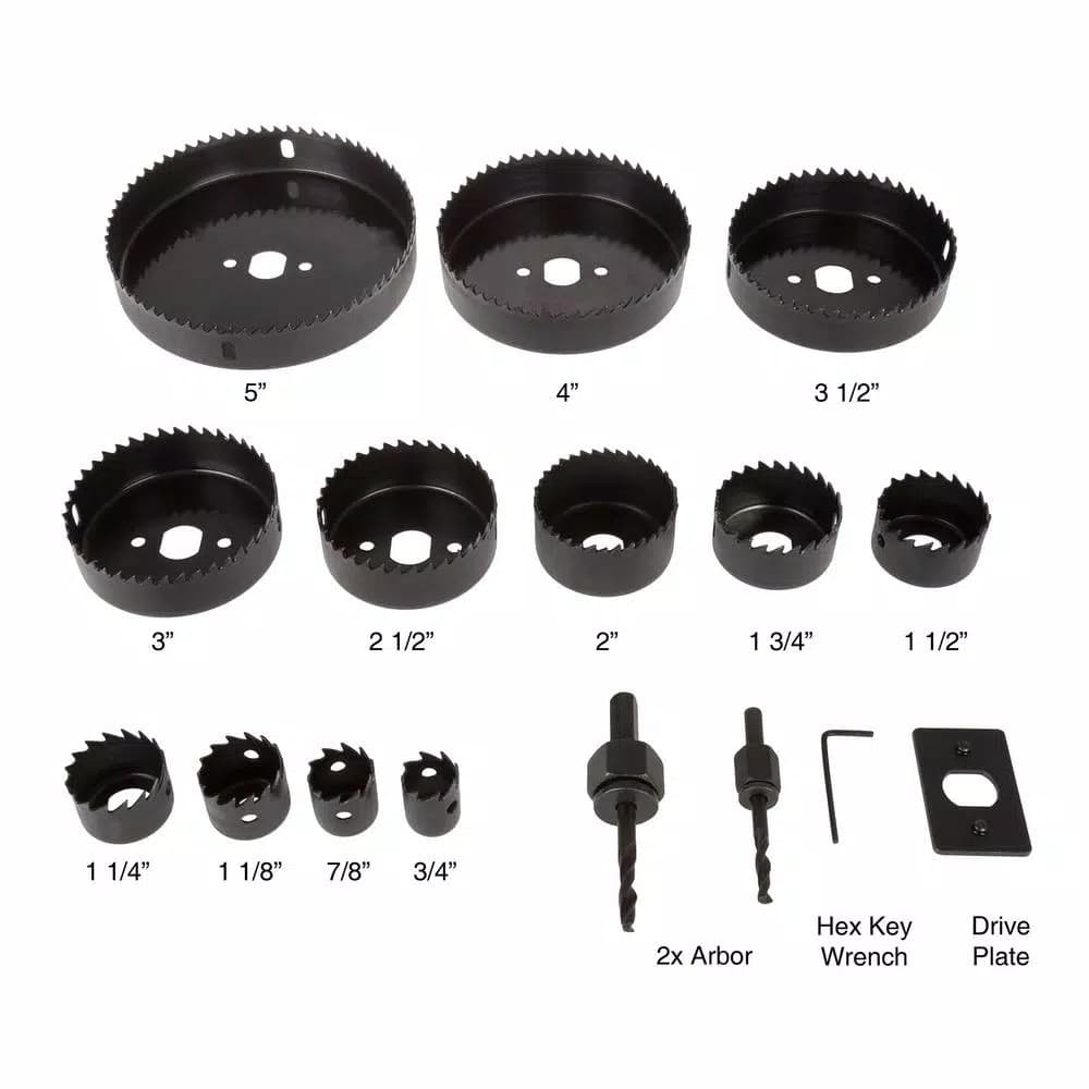Stalwart 16-Piece Hole Saw Kit with Storage Case, Carbon Steel
