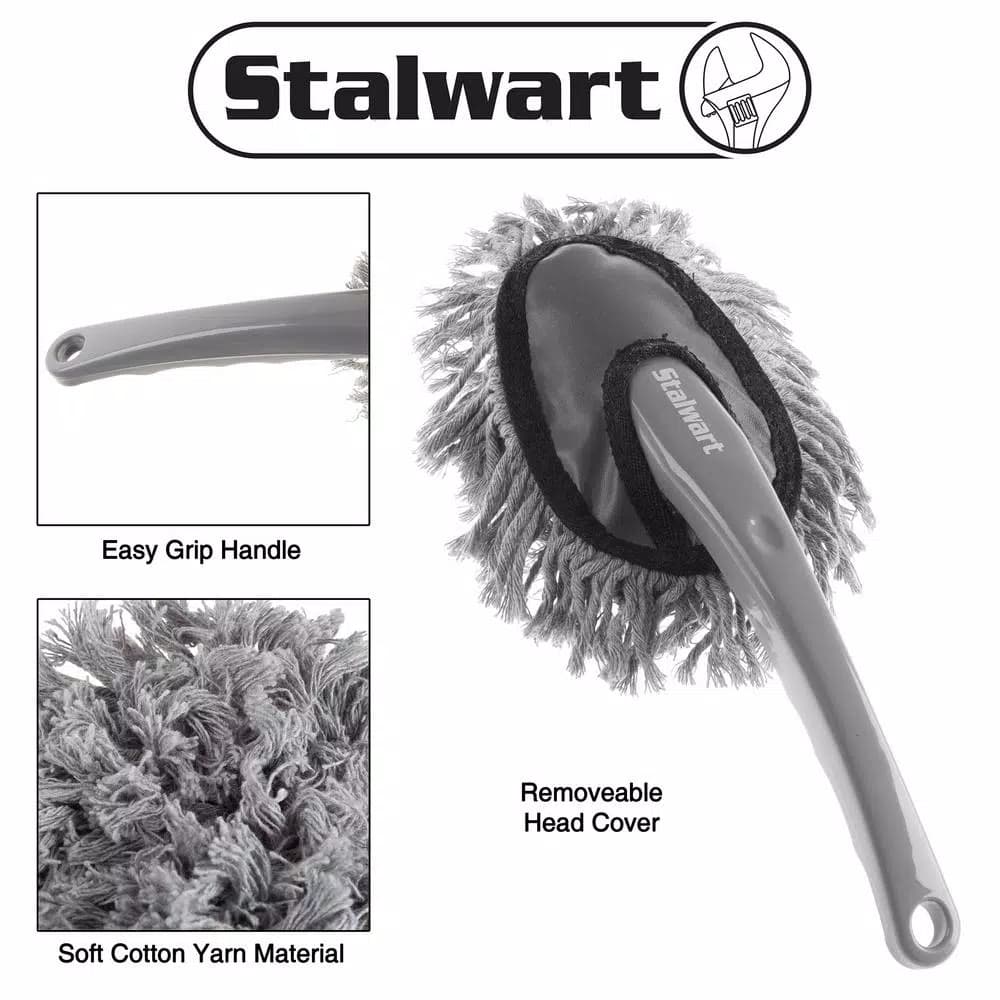 Stalwart Gray Car Duster 2-Pack - Soft Cotton Yarn Interior & Exterior Cleaner