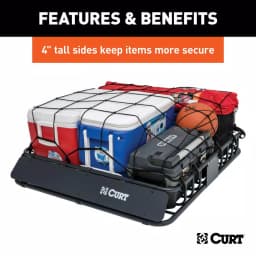 CURT Roof Mounted Cargo Basket, Steel Construction, Black Powder Coat thumbnail 5