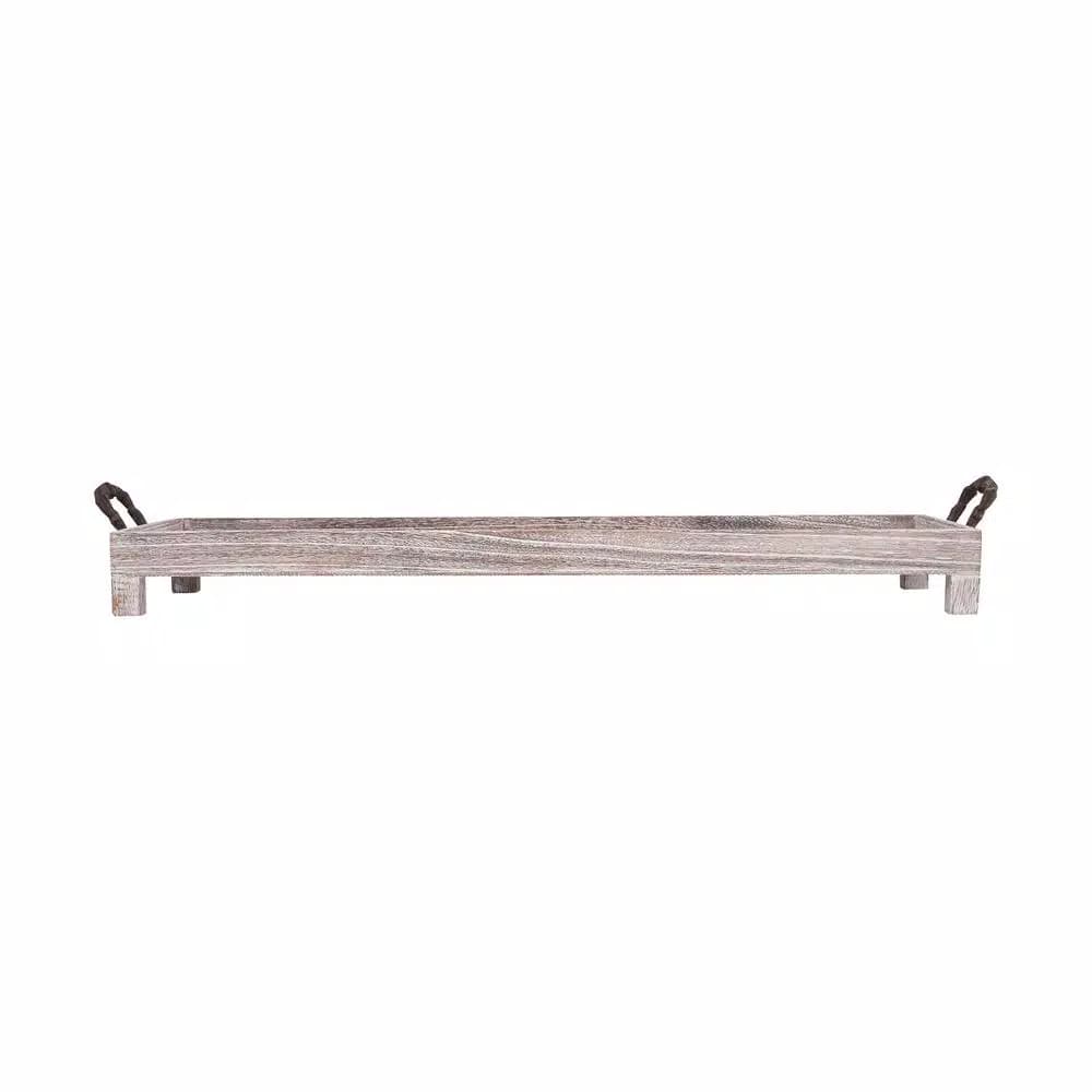 Titan Lighting Ashwood 33 in. Decorative Rustic and Ashwood Serving Tray with Handles
