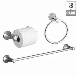 KOHLER Coralais 3-Piece Polished Chrome Bath Hardware Set: Towel Bar, Towel Ring & Toilet Paper Holder thumbnail 2