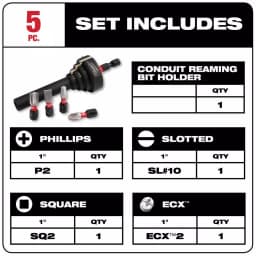 Milwaukee SHOCKWAVE Conduit Reaming Bit Holder Set for 1/2", 3/4", and 1" EMT thumbnail 2