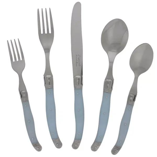 French Home Laguiole 20-Piece Stainless Steel Flatware Set, Ice Blue, Service for 4