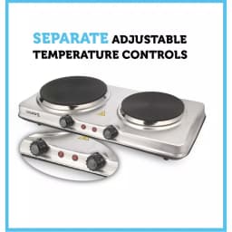 Courant 1700W Double Burner Electric Hot Plate with Stainless Steel Design and Dual Temperature Controls thumbnail 3