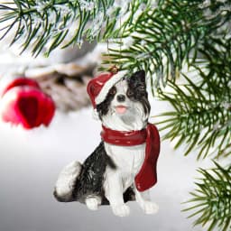 Design Toscano Border Collie Holiday Dog Ornament Sculpture, Hand Painted Resin thumbnail 2