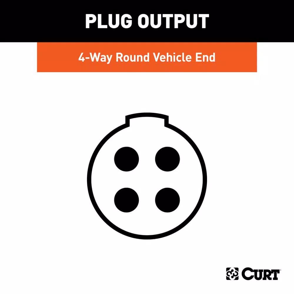 CURT 4-Way Round Female Connector Socket, Vehicle Side Trailer Wiring Kit