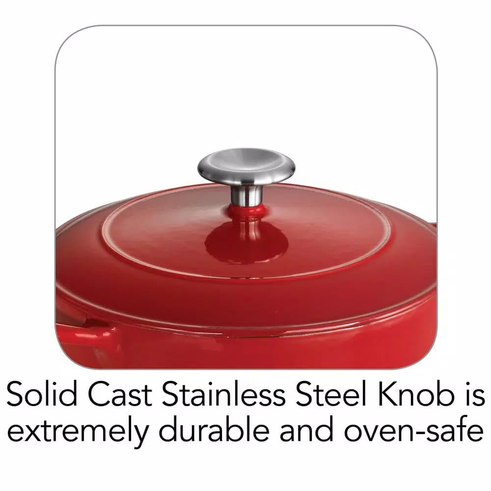 Tramontina Gourmet 3 Qt. Enameled Cast Iron Saucier with Lid, Gradated Red