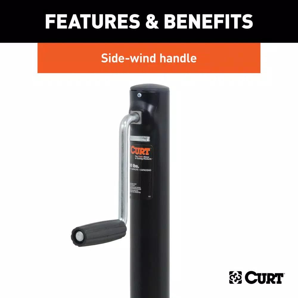 CURT A-Frame Trailer Jack with Side Handle, 2,000 lbs. Capacity, 14.5 in. Travel