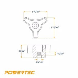 POWERTEC T-Track Knob Set, 1/4-20 in. x 1-1/2 in. Bolts with Washers (10-Set) thumbnail 2