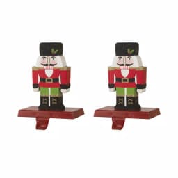 Glitzhome Nutcracker Wooden and Metal Stocking Holders, Set of 2 thumbnail 1