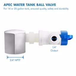 APEC Water Systems APEC Reverse Osmosis Tank Ball Valve, 3/4 in. NPTF to 1/4 in. Output, for 14 or 20 Gallon Storage Tanks thumbnail 2