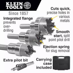 Klein Tools 4-Piece Carbide-Tipped Hole Cutter Set with Heavy Duty Carrying Case thumbnail 2