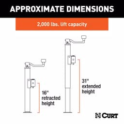 CURT Pipe-Mount Swivel Trailer Jack with Top Handle, 2,000 lbs. Capacity, 15 in. Travel thumbnail 4