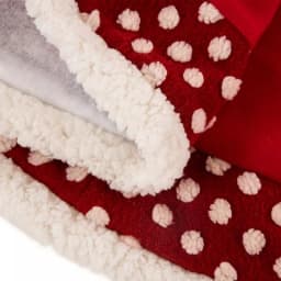 Glitzhome 48 in. Red and White Polka Dot Pompom Fabric Christmas Tree Skirt thumbnail 3