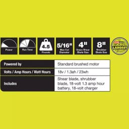 RYOBI ONE+ 18V Lithium-Ion Cordless 2-in-1 Grass Shear and Shrubber Trimmer Kit with 1.3 Ah Battery and Charger thumbnail 3