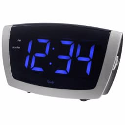 Equity by La Crosse Large 1.8 in. Blue LED Digital Alarm Clock with USB Charging Port - Silver thumbnail 4