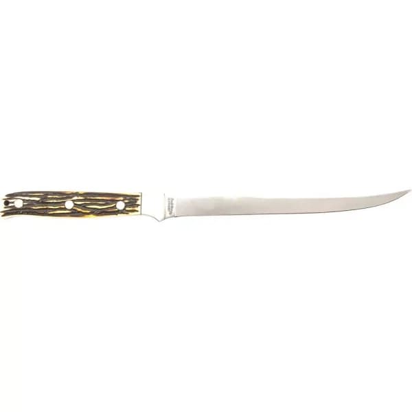 Schrade Uncle Henry Large Fillet Knife, 7.5 in. 7Cr17 High Carbon Stainless Steel Fixed Blade with Leather Sheath