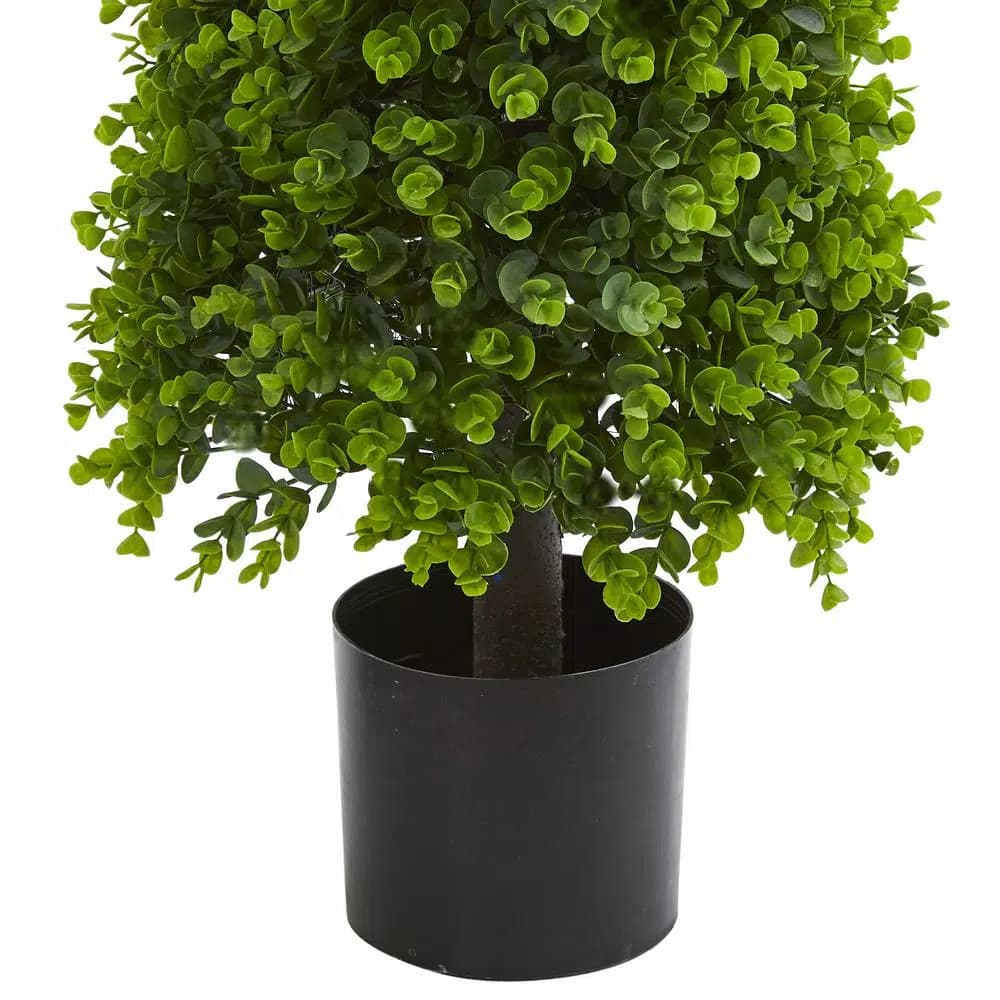 Nearly Natural 3 ft. Artificial Eucalyptus Topiary Tree - Indoor/Outdoor Greenery