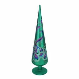 Northlight 15 in. Regal Peacock Green Glass Finial Christmas Tree Topper with Teal, Purple, and Blue Glitter Gems thumbnail 1