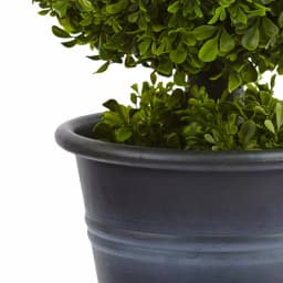 Nearly Natural 23 in. Faux Boxwood Ball Topiary with Gray Planter thumbnail 3