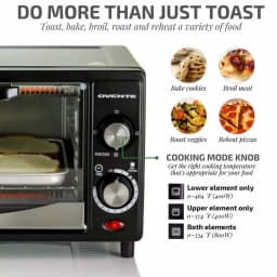 Ovente 800W Electric Toaster Oven, 10L Compact Oven with 3 Cooking Modes and 30-Min Timer, Black thumbnail 2